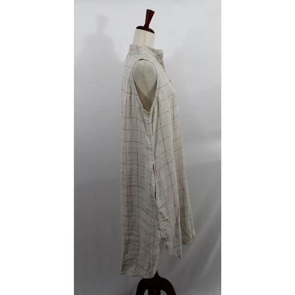 SOST South Street Linen 1 M 10/12 Beige Red Jane Tunic Check Linen Tank Dress - Picture 5 of 9